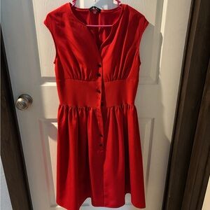 Elegant Red Button-Down Dress
